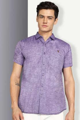 solid viscose slim fit men's casual shirt - purple