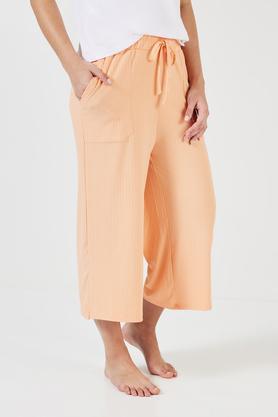 solid viscose women's casual wear lounge pants - light orange