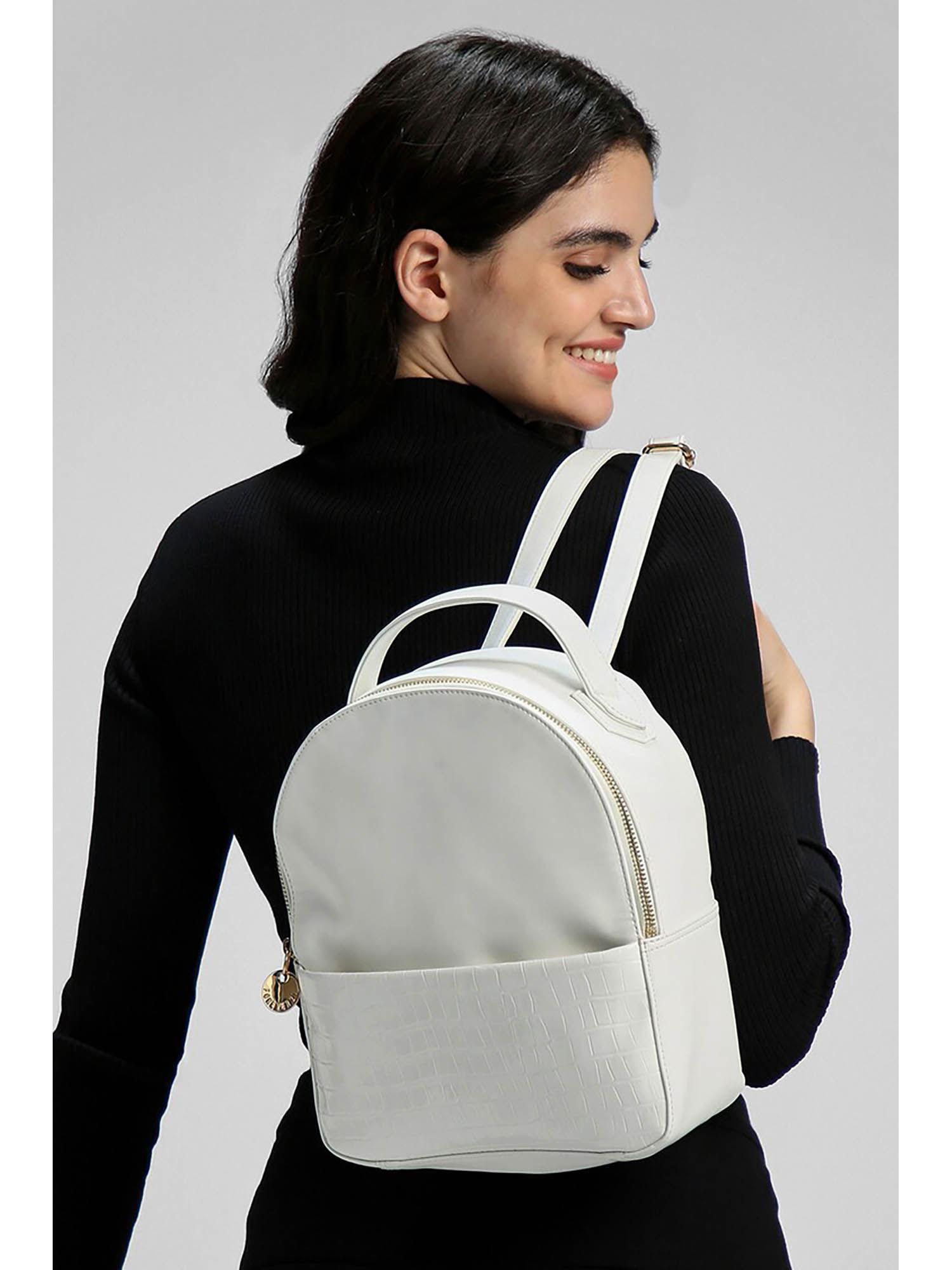 solid white backpack