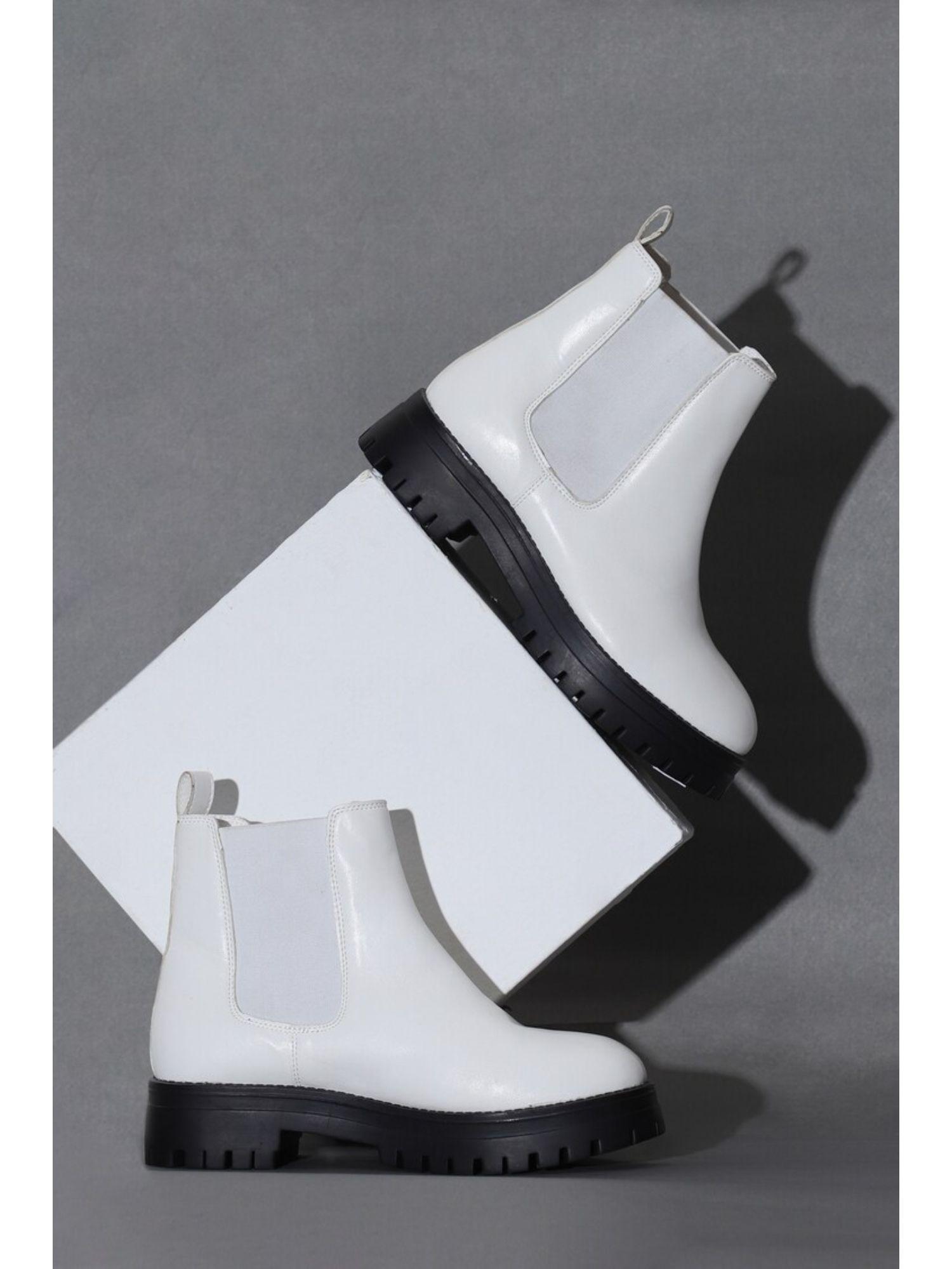 solid white boot