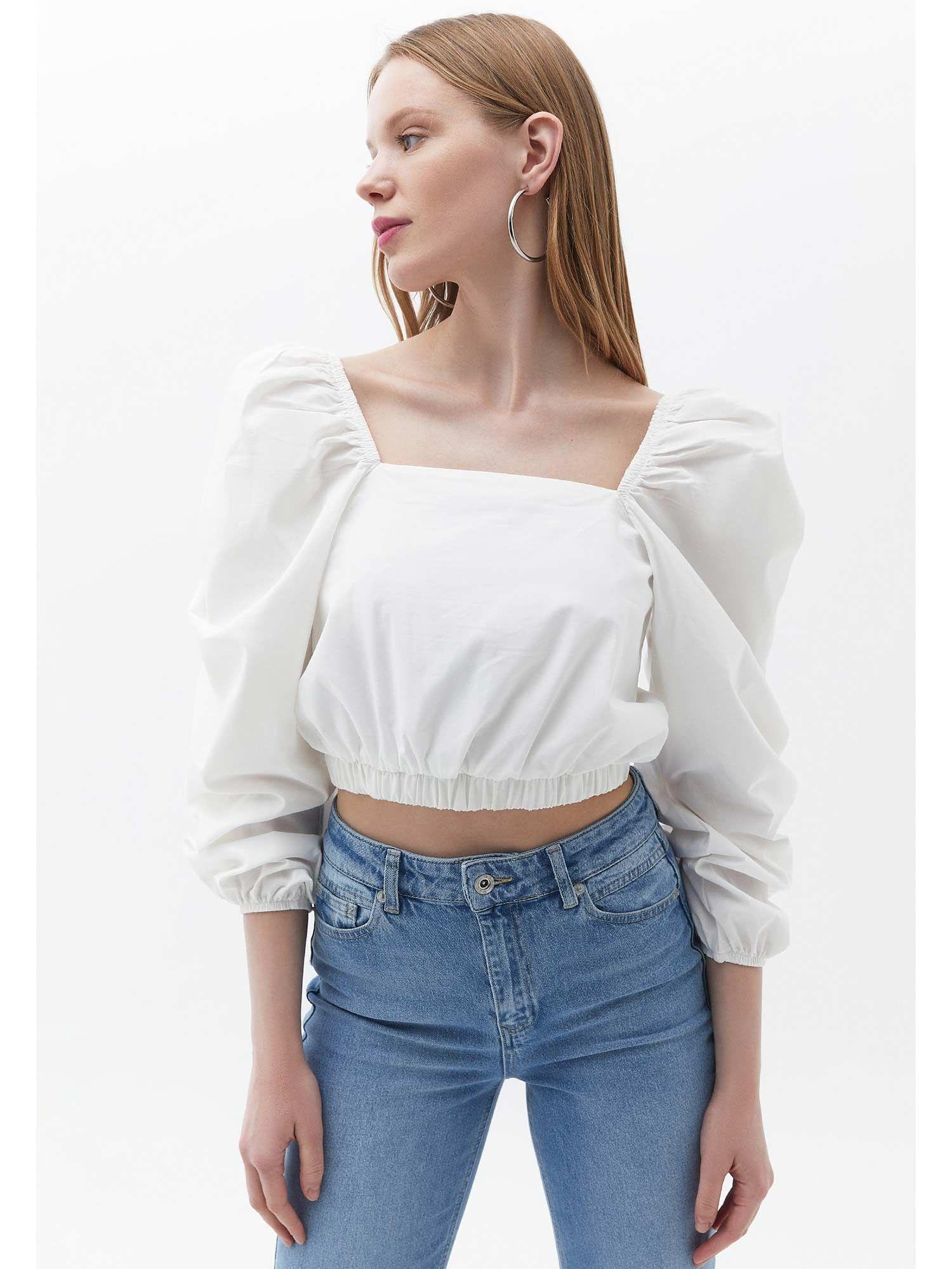 solid white ice milk crop top