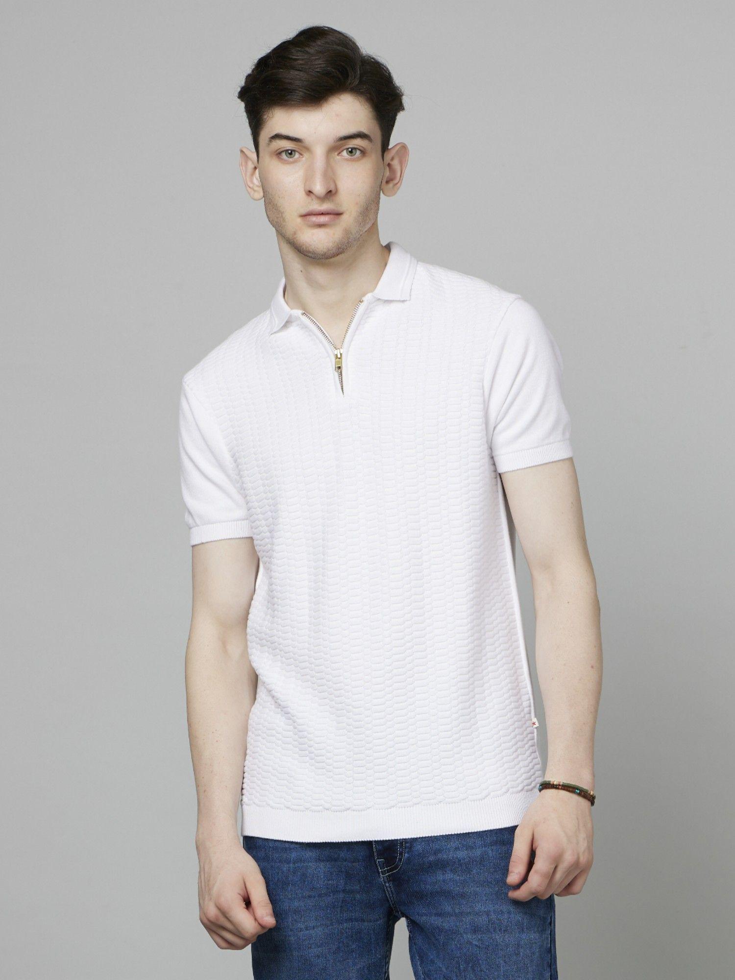 solid white short sleeves polo t-shirt