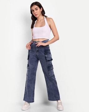 solid wide jeans