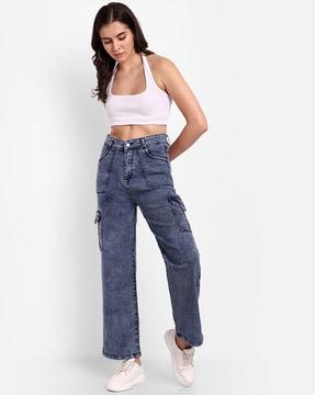 solid wide jeans