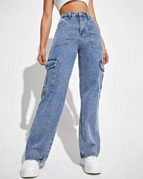 solid wide jeans