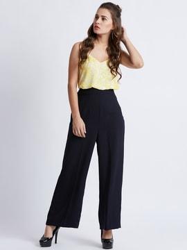 solid wide leg pants