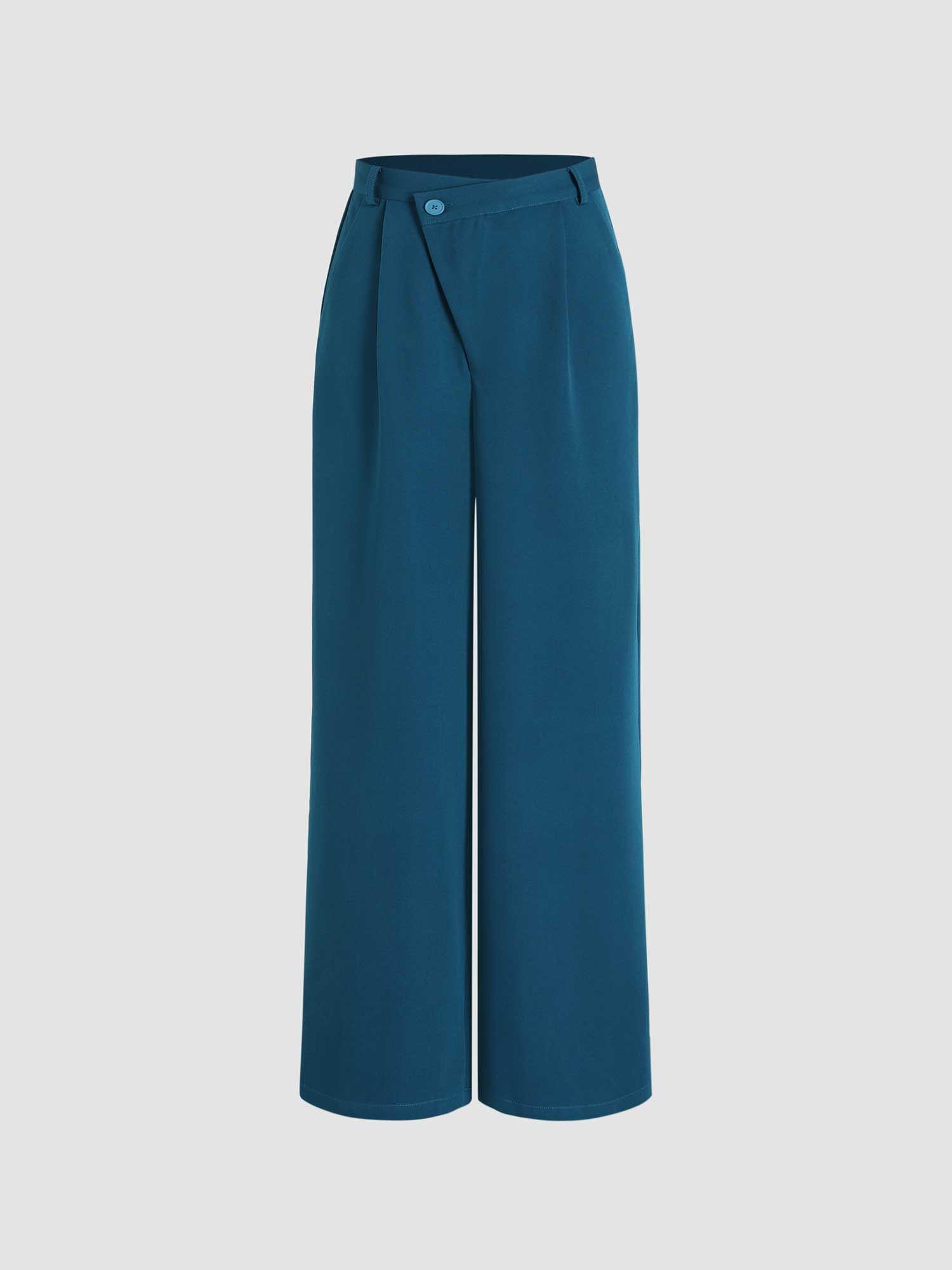 solid wide leg trousers