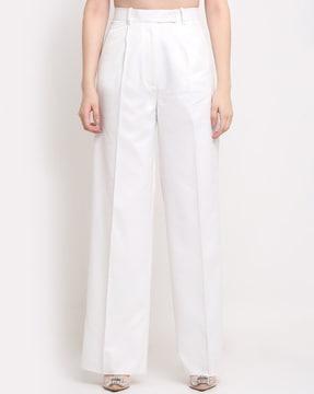 solid wide leg trousers