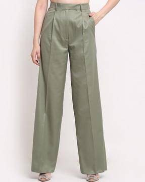 solid wide leg trousers