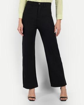 solid wide-leg trousers