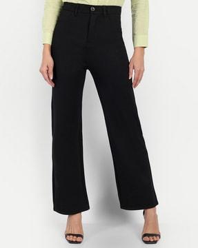 solid wide-leg trousers