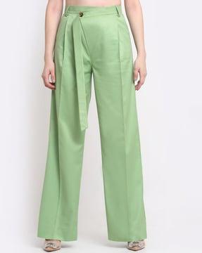 solid wide leg trousers