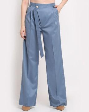 solid wide leg trousers