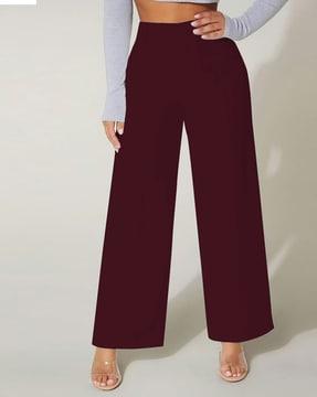 solid wide leg trousers