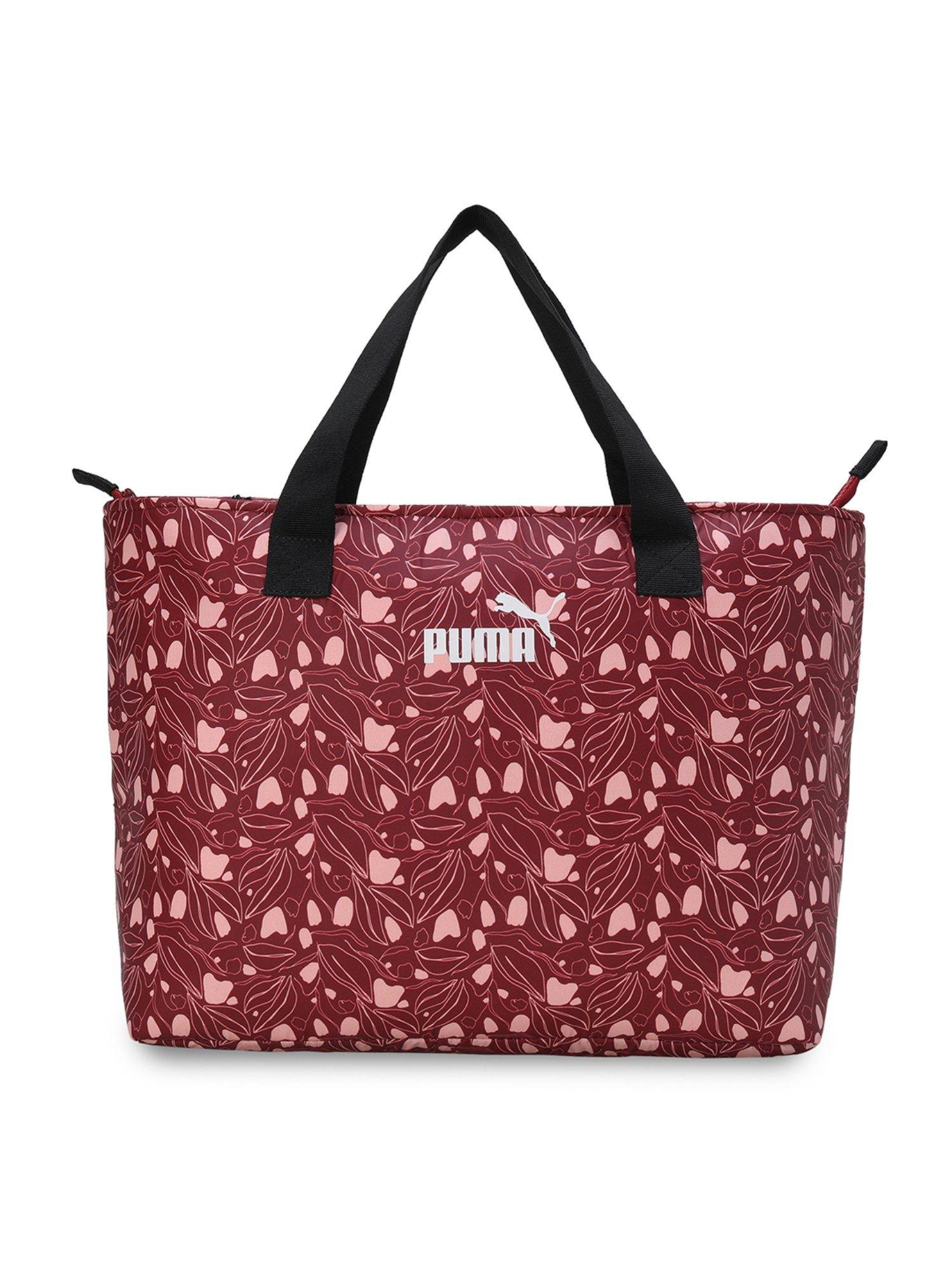solid women's red shopper tote bag with pouch (set of 2)