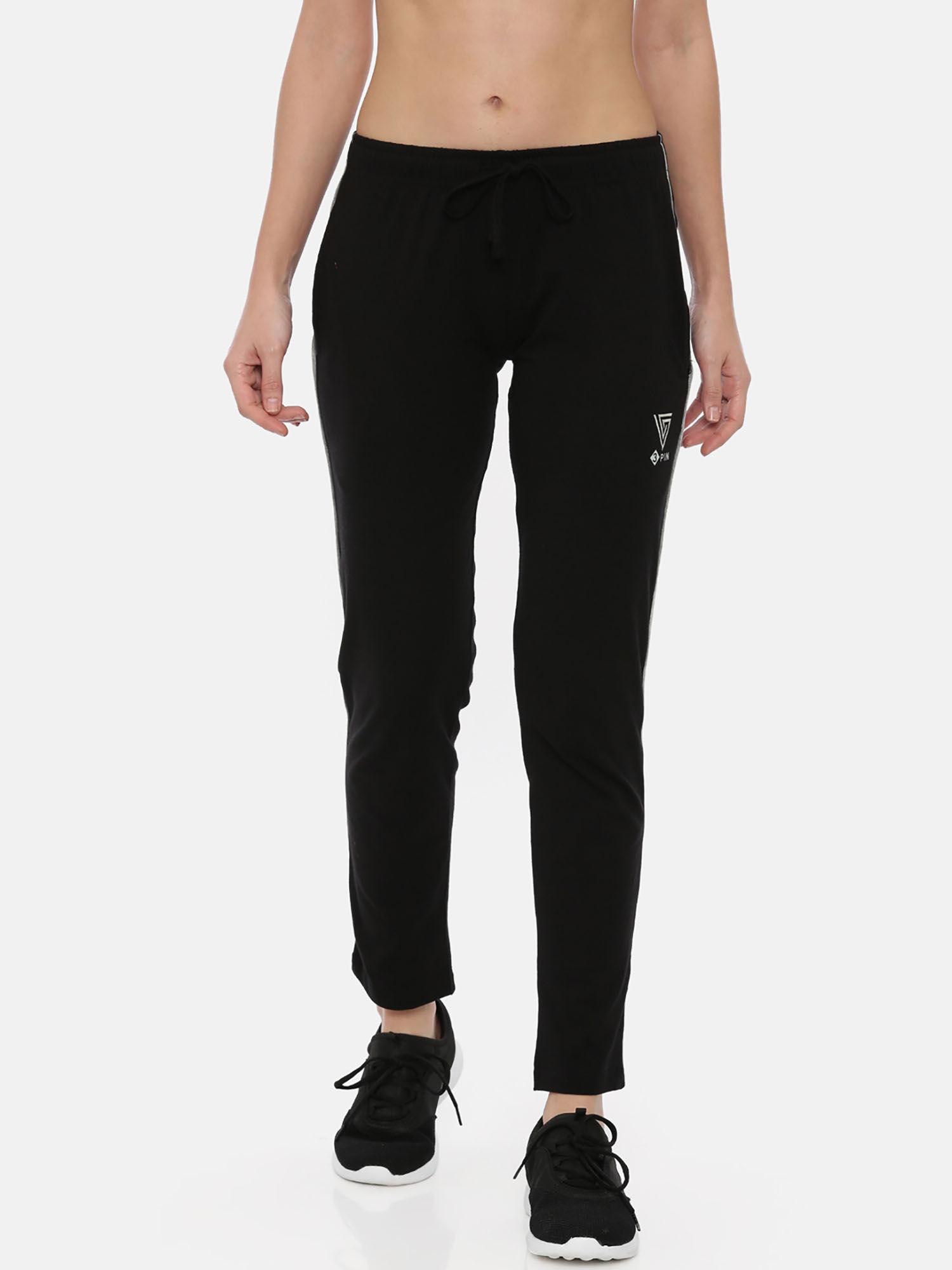 solid women black track pants