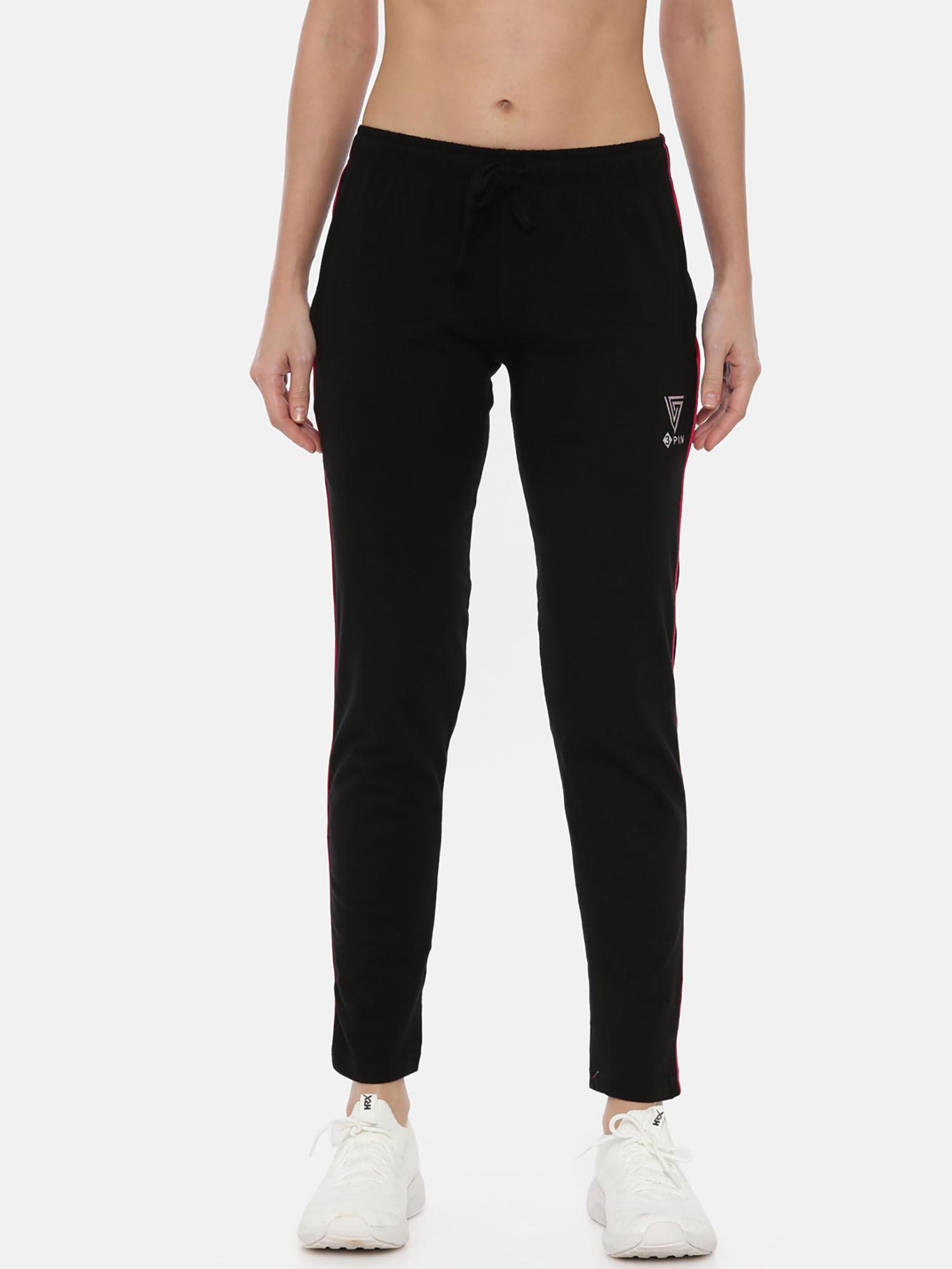 solid women black track pants