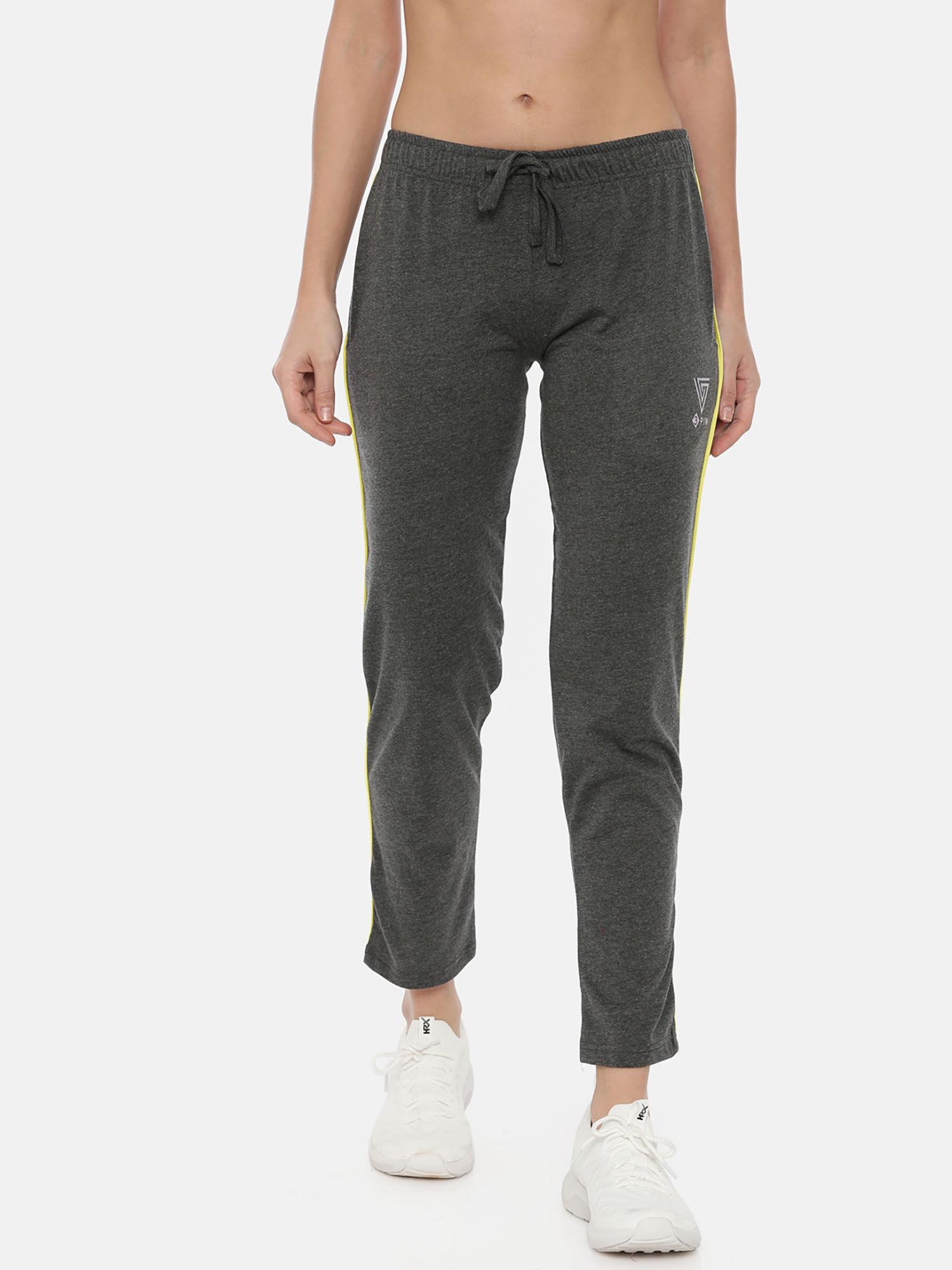 solid women dark grey track pants