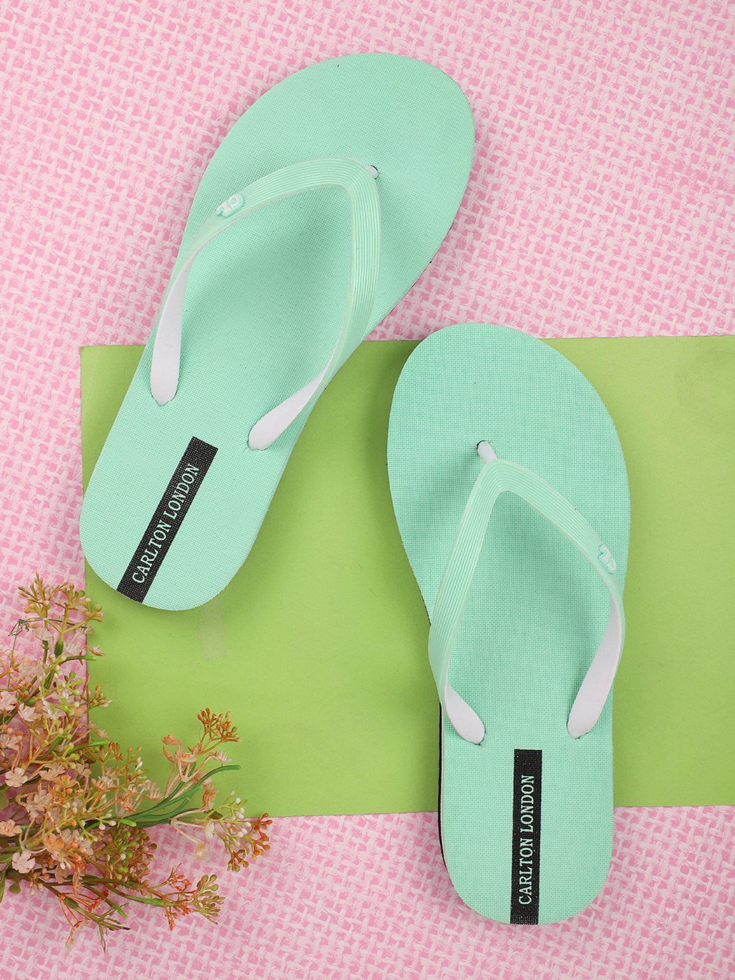 solid women green flipflops