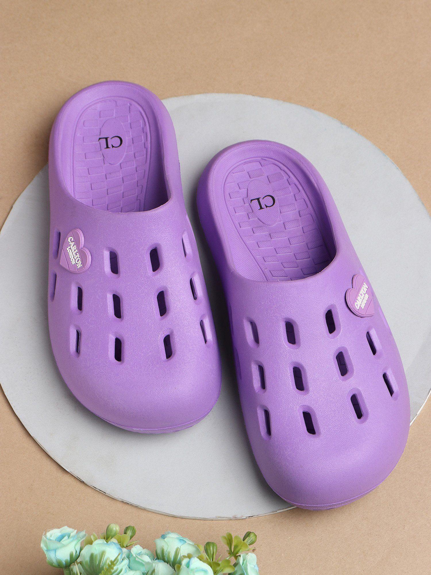 solid women purple clogs