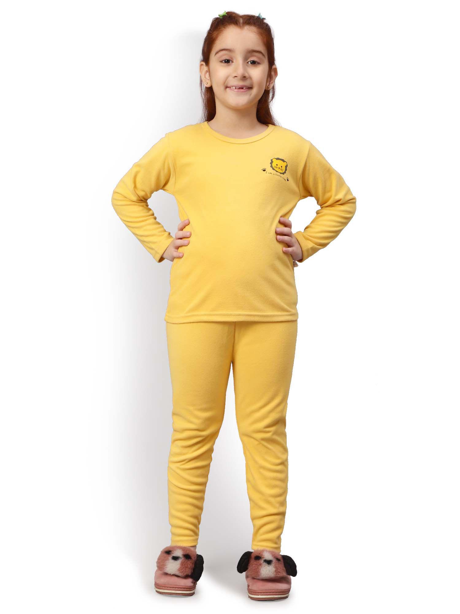 solid yellow t-shirt with pants for girls (set of 2)