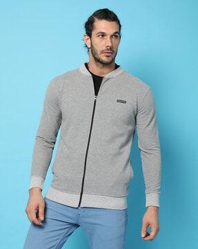 solid zip-front jacket