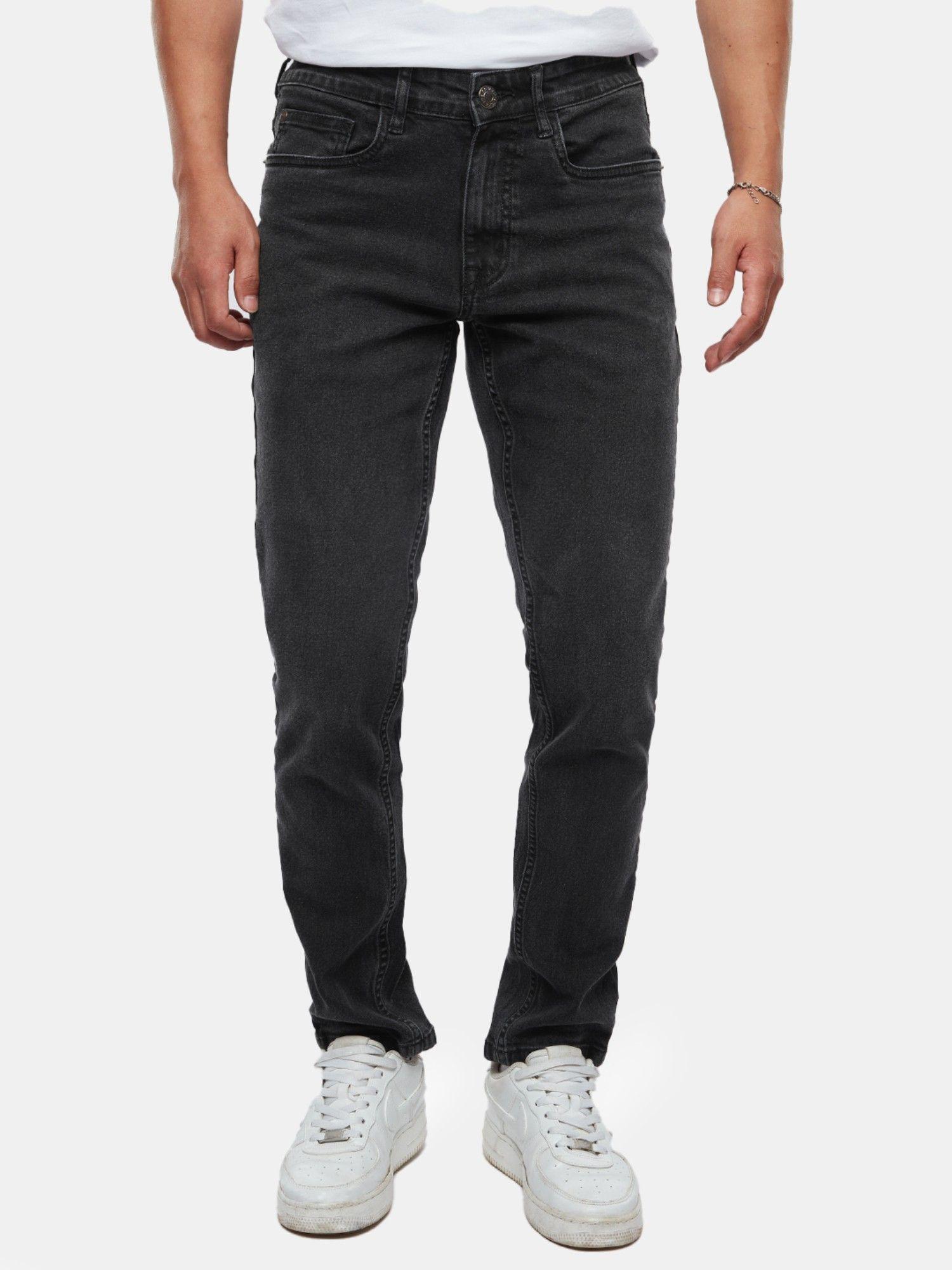 solids : ash grey slim fit men jeans
