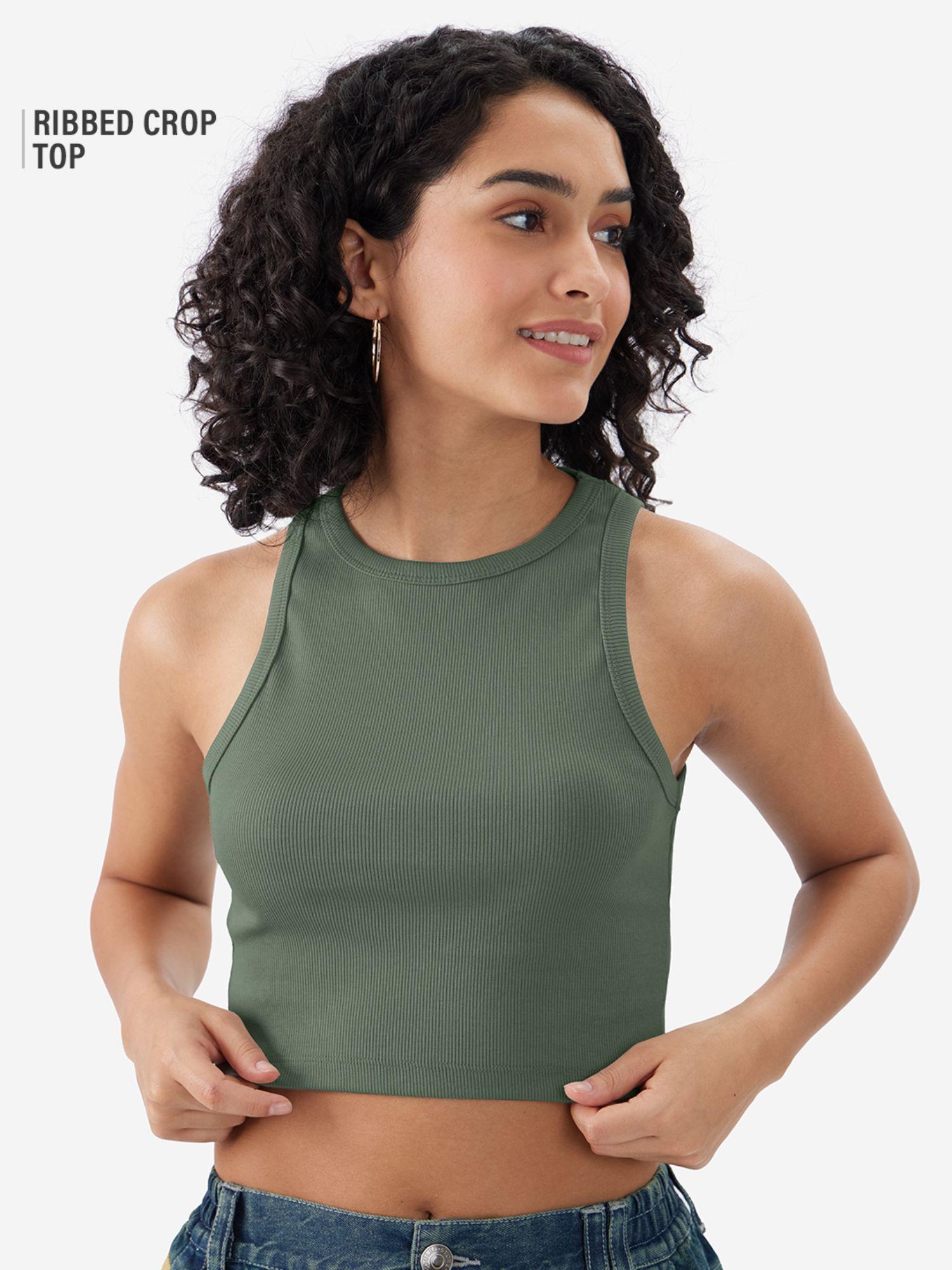 solids: forest green women tank tops