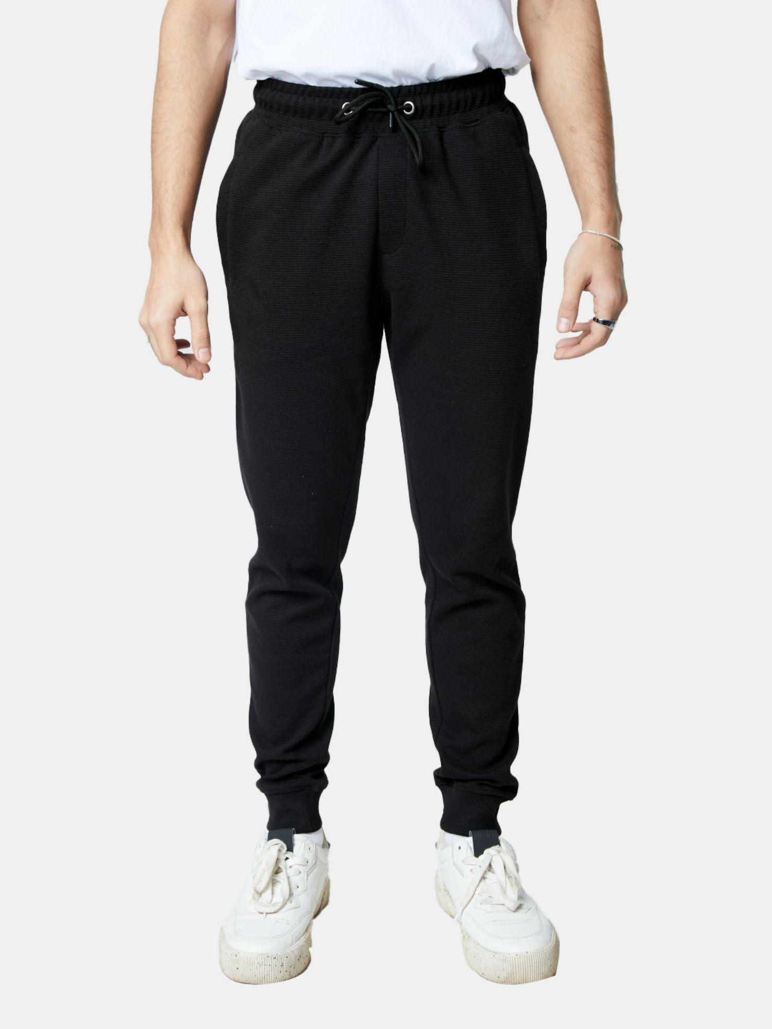 solids black (ribbed) men joggers