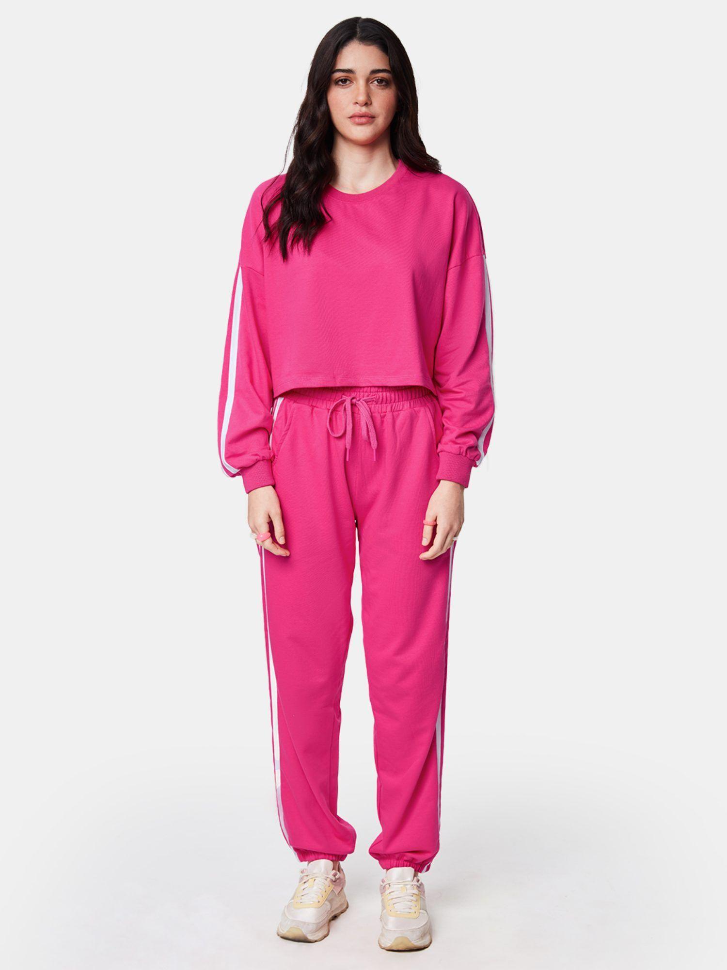 solids hot pink women co-ord (set of 2)