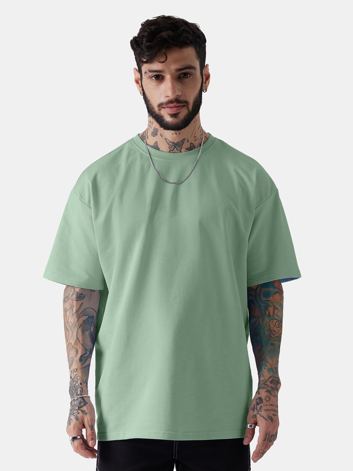 solids jade green oversized t-shirts for men