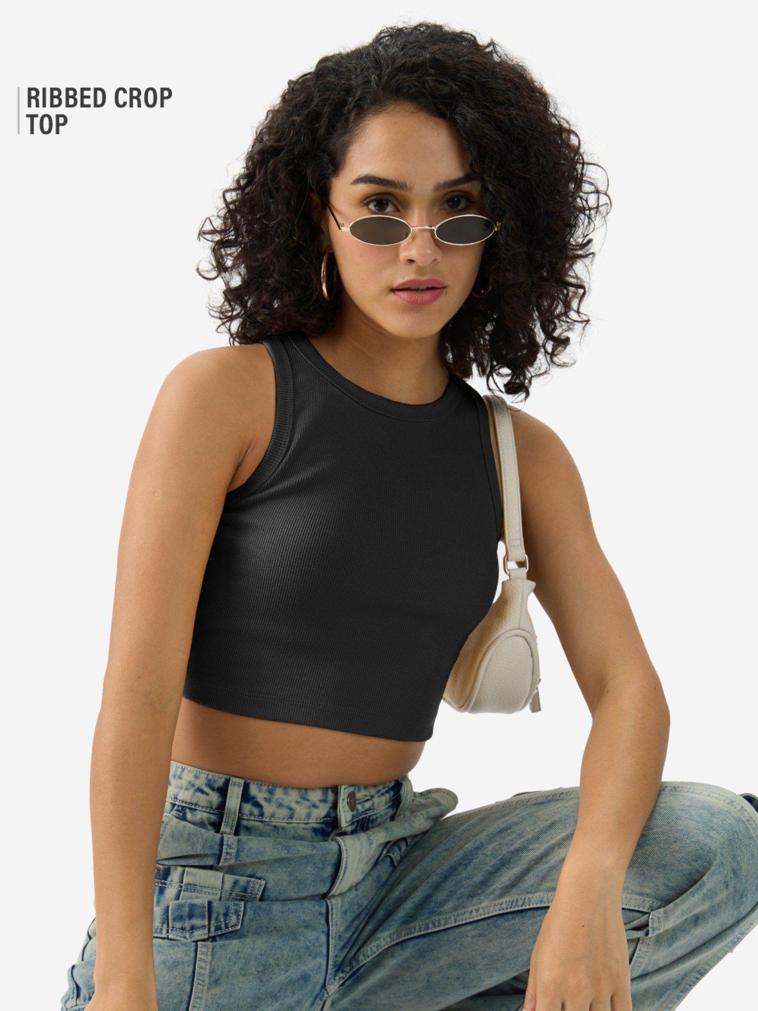 solids midnight black women tank top