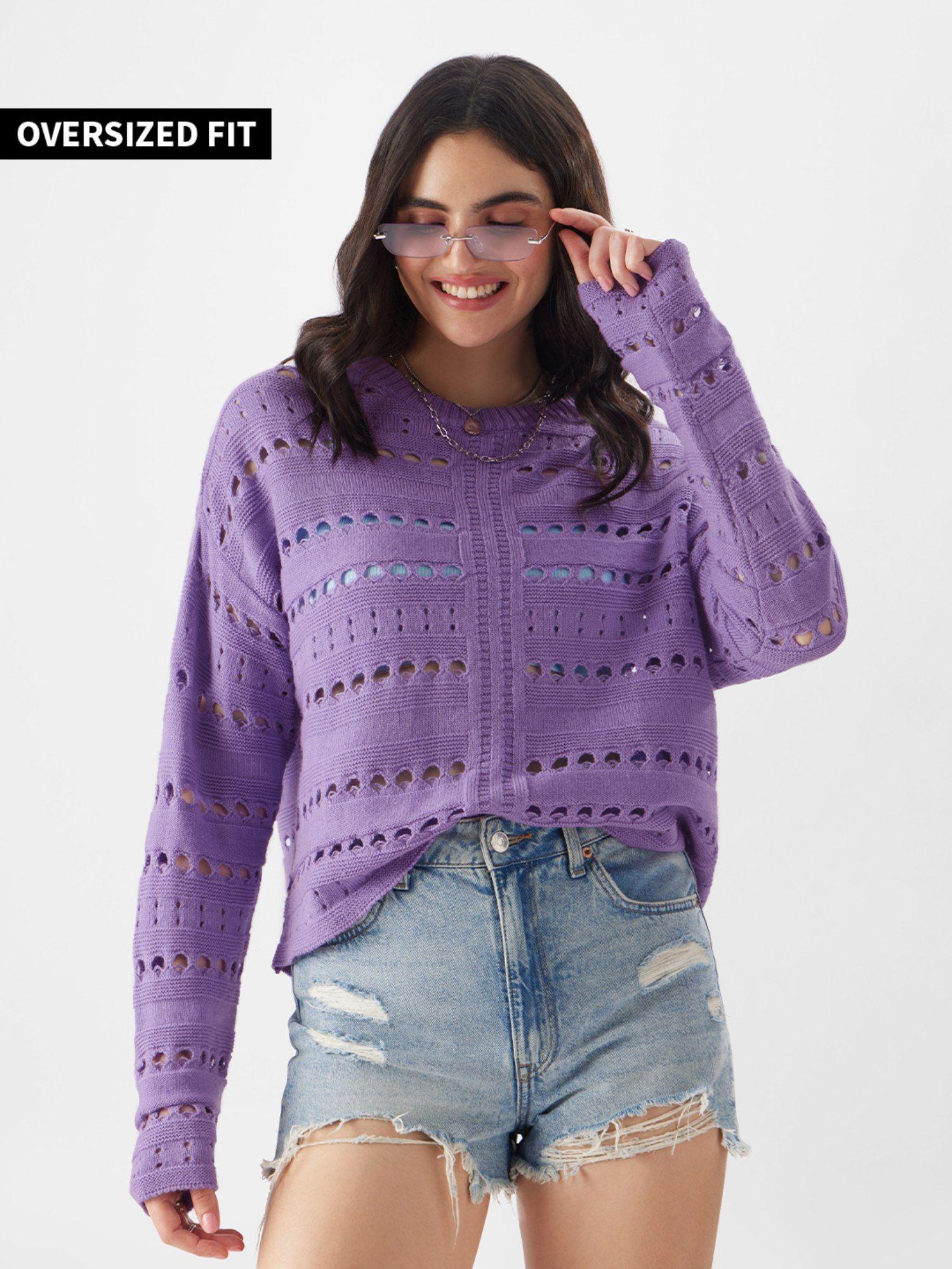 solids periwinkle women chunky knit sweater