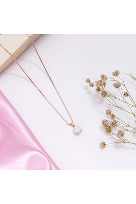 solitaire 925 sterling silver necklace in rose gold