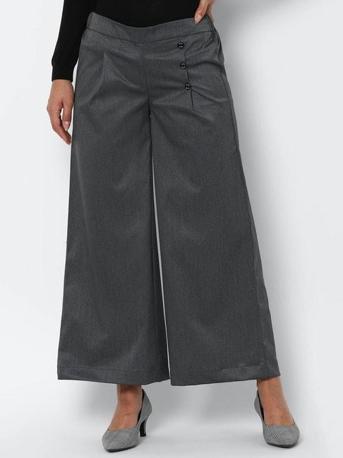 solly by allen solly grey regular fit pleated pants