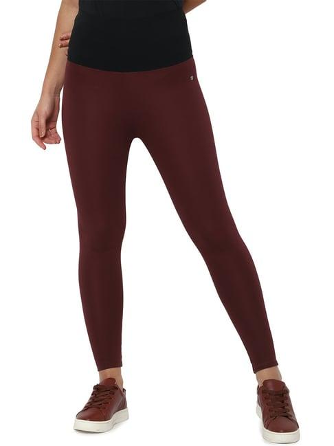 solly by allen solly maroon regular fit tights