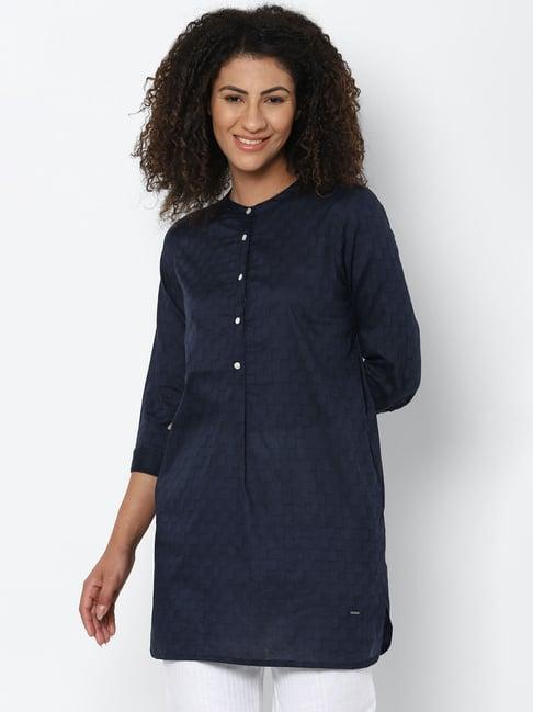 solly by allen solly navy printed kurti