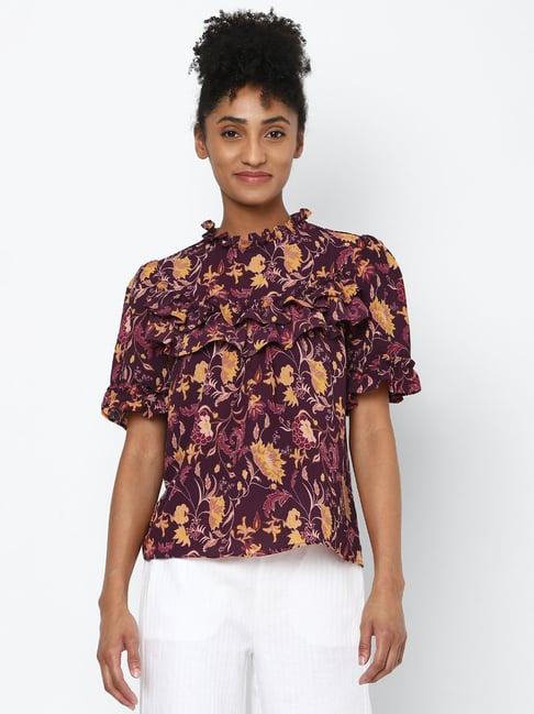 solly by allen solly purple floral print top