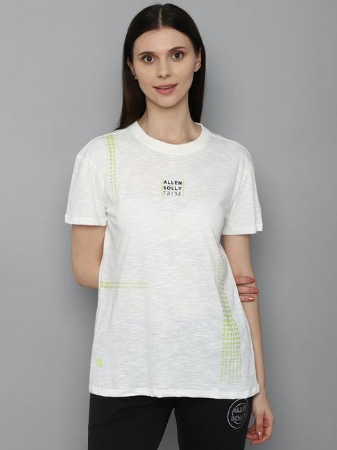 solly by allen solly white textured t-shirt