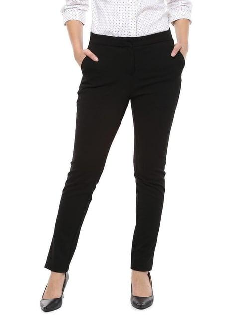 solly by allen solly black mid rise trousers