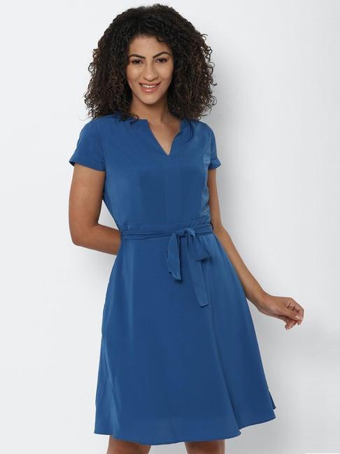 solly by allen solly blue regular fit dress