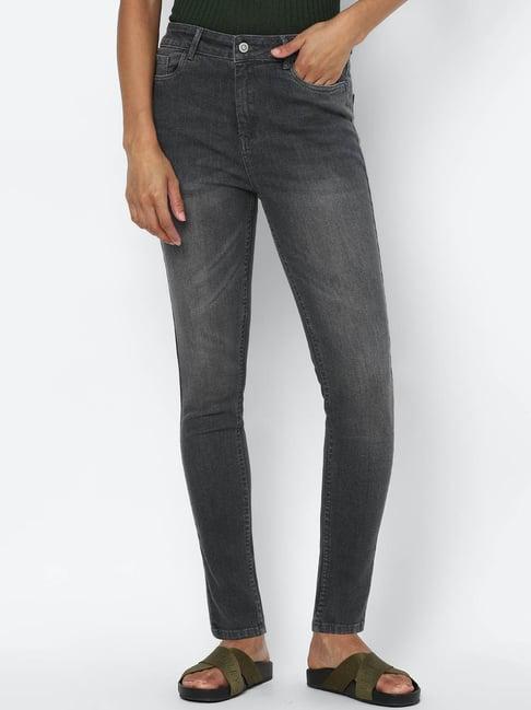 solly by allen solly grey skinny fit lightly washed jeans