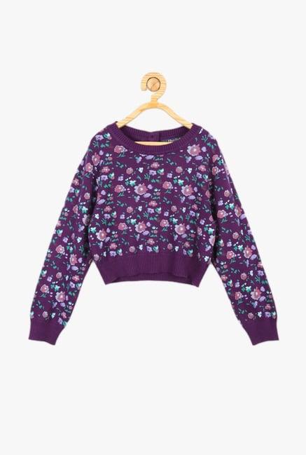 solly by allen solly kids purple printed sweater