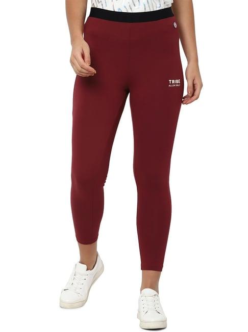 solly by allen solly maroon regular fit tights