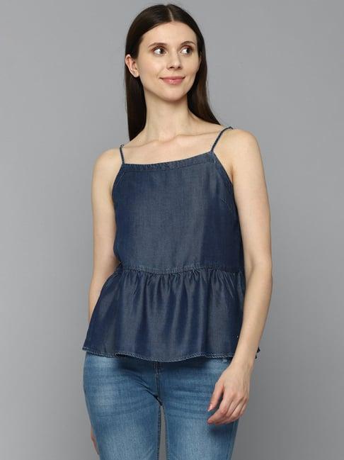 solly by allen solly navy regular fit top