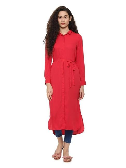 solly by allen solly red regular fit tunic