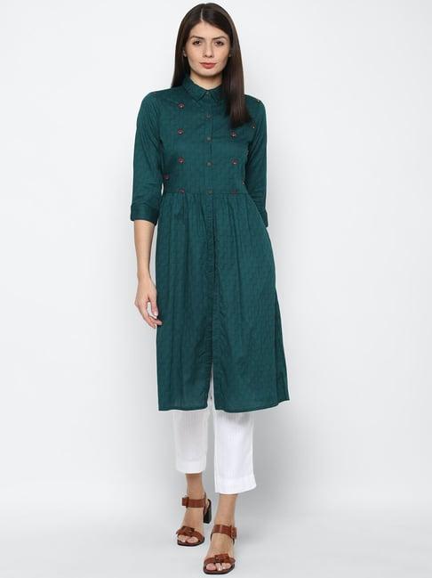solly by allen solly teal printed kurta