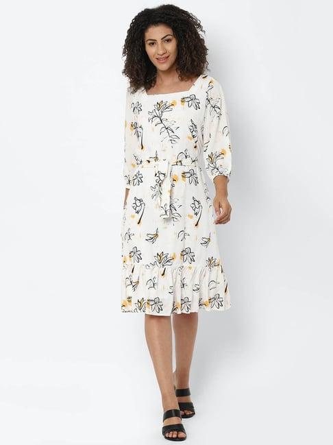 solly by allen solly white printed a-line dress