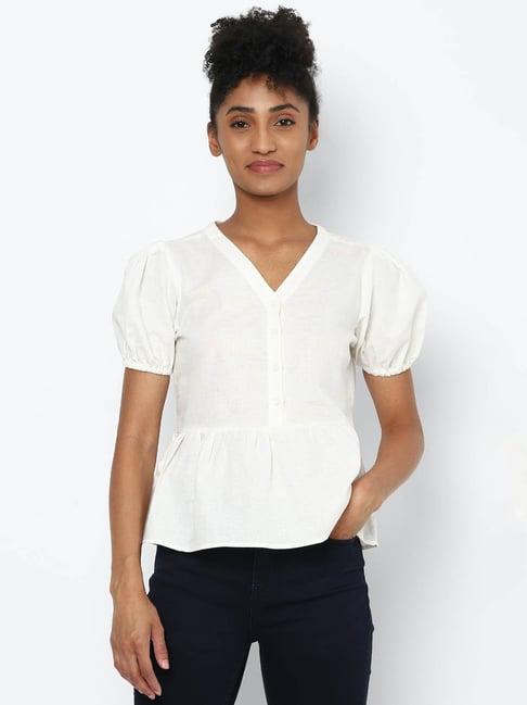 solly by allen solly white v neck top