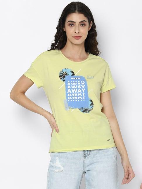 solly by allen solly yellow graphic print t-shirt